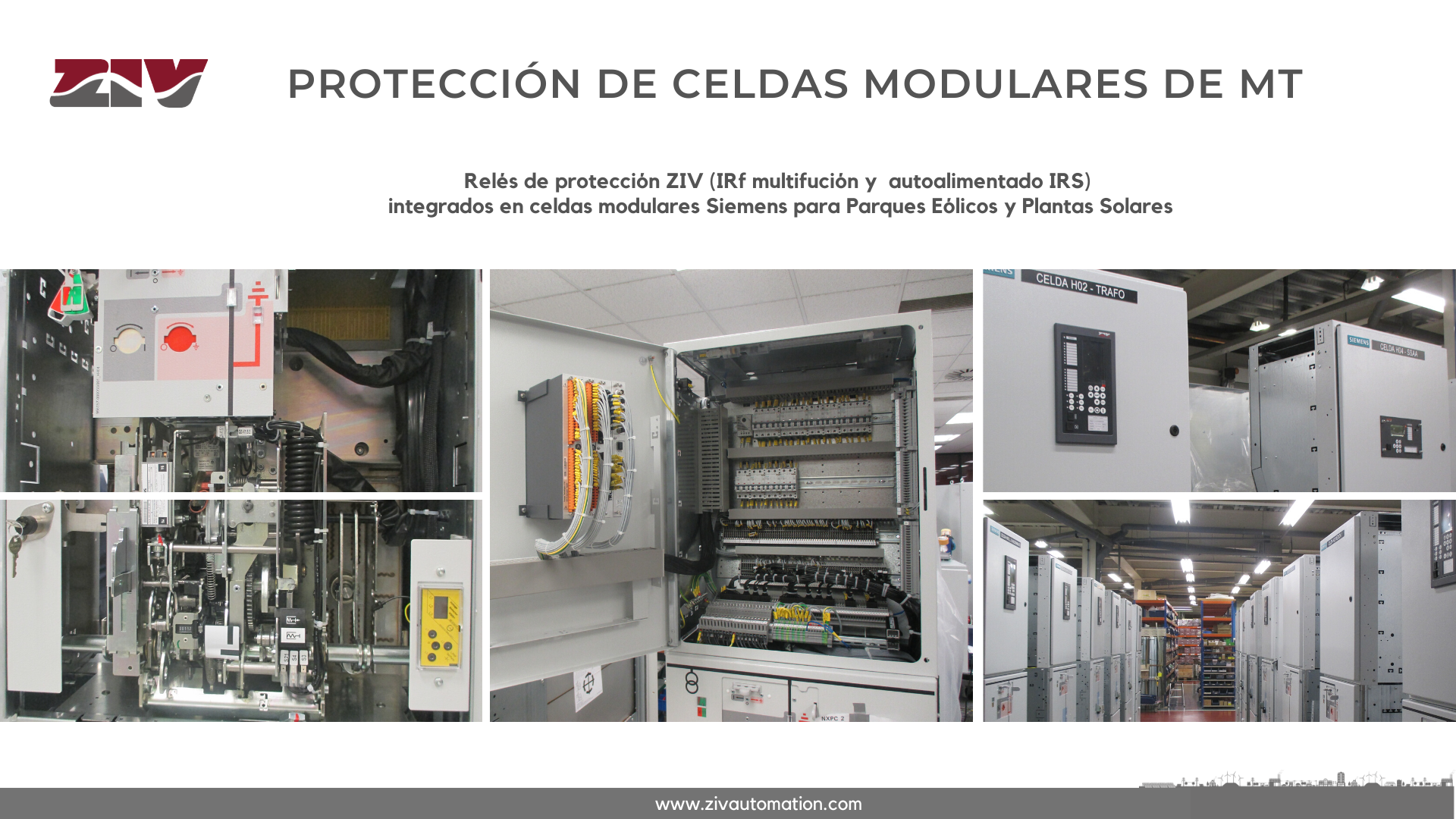 Relés de protección ZIV (IRF multifunción y  auto-alimentado IRS) integrados en celdas modulares Siemens para Parques Eólicos y Plantas Solares